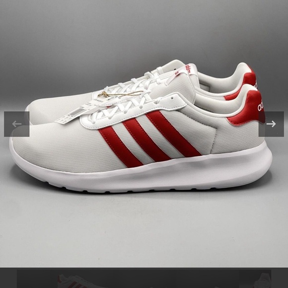 Adidas Lite Racer 3.0 Men`s Training Shoes Sneakers White Red - Picture 1 of 9